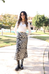 Leopard Satin Skirt